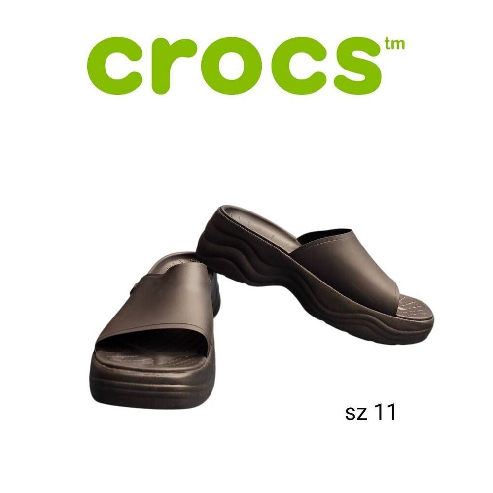 Crocs Black Heeled Slide on Mules Clogs Shoes
